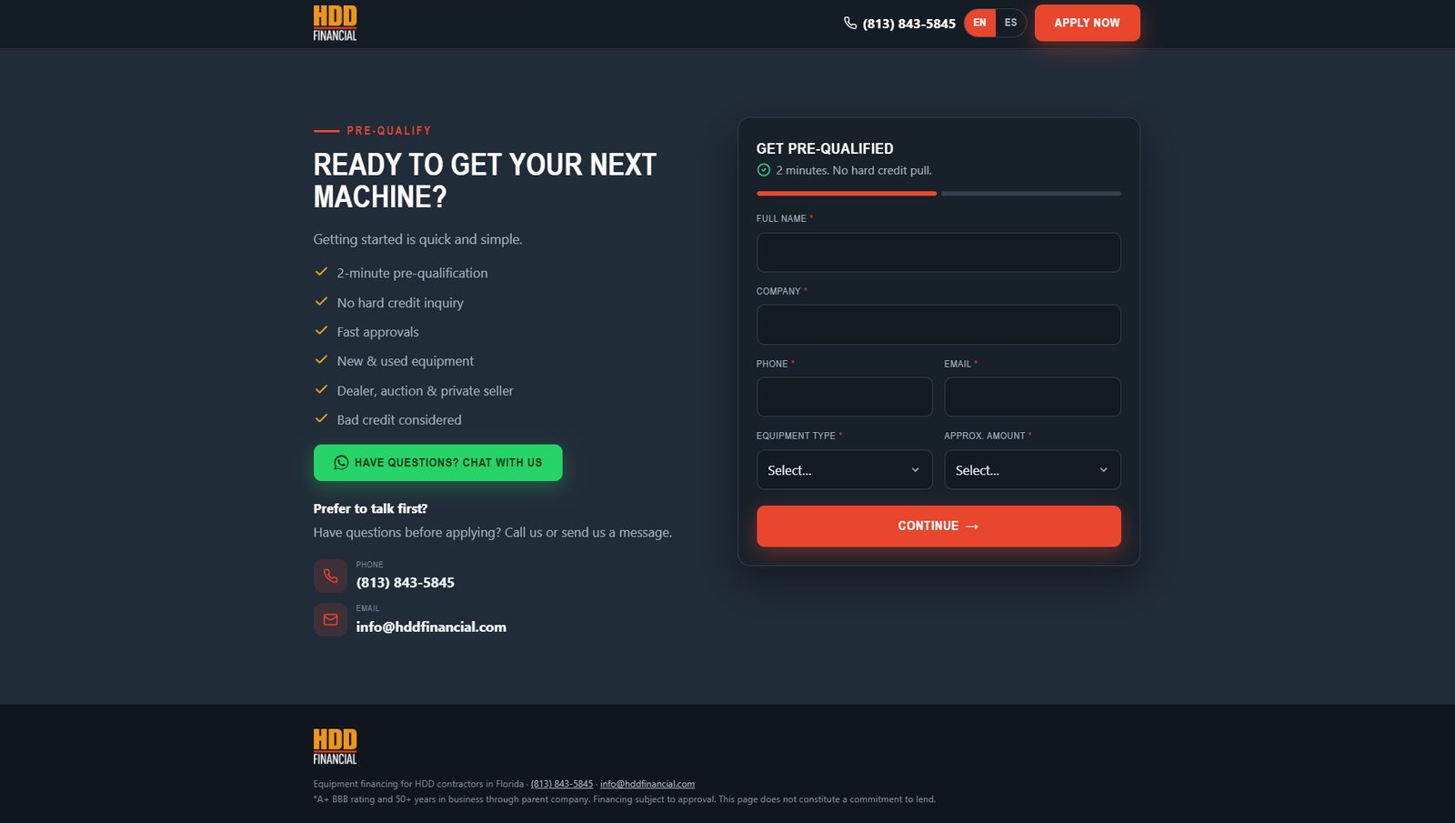 HDD Financial — multi-step pre-qualification form